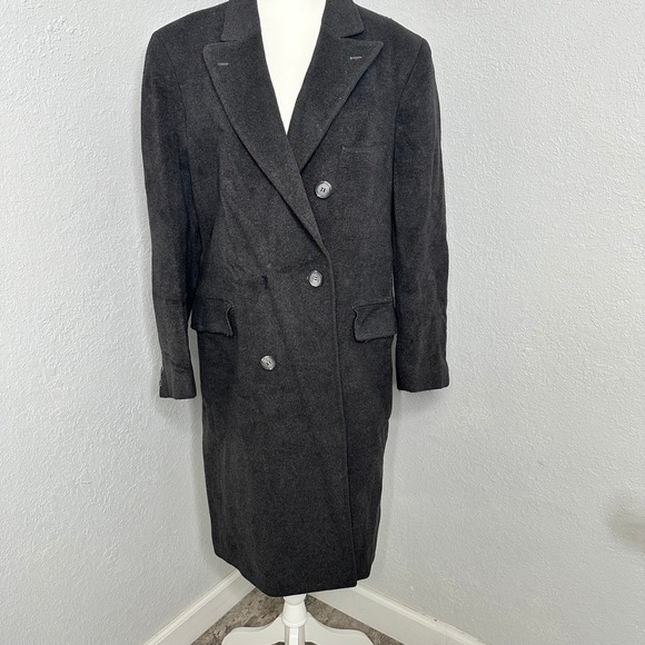 Vintage Adams Row Wool Blend Gray Double Breasted Long Overcoat Mens - Picture 2 of 9